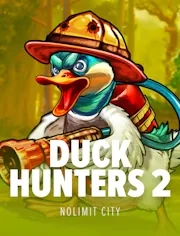 Duck Hunters 2 by Nolimit City: duck in a hunting helmet holding a shotgun