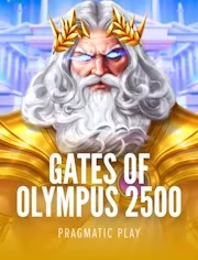 Gates of Olympus 2500 by Pragmatic Play: Zeus with a white beard and golden laurel wreath in front of a marble temple