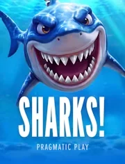 Sharks! by Pragmatic Play: grinning cartoon shark swimming underwater