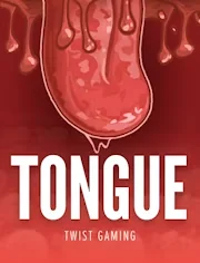 Tongue by Twist Gaming: dripping cartoon tongue on a red background