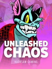 Unleashed Chaos by Hacksaw Gaming: punk zombie cat with fangs on a pink background